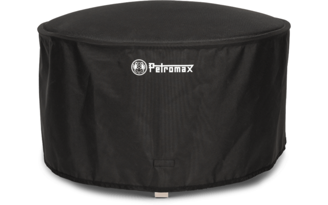 Schwarze, runde Abdeckhaube mit weißem 'Petromax'-Logo in der Mitte