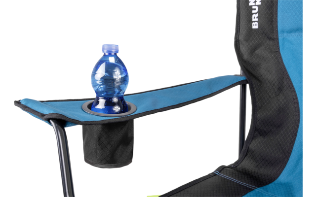 Sedia pieghevole da campeggio Brunner Action Armchair Equiframe con braccioli nero/blu