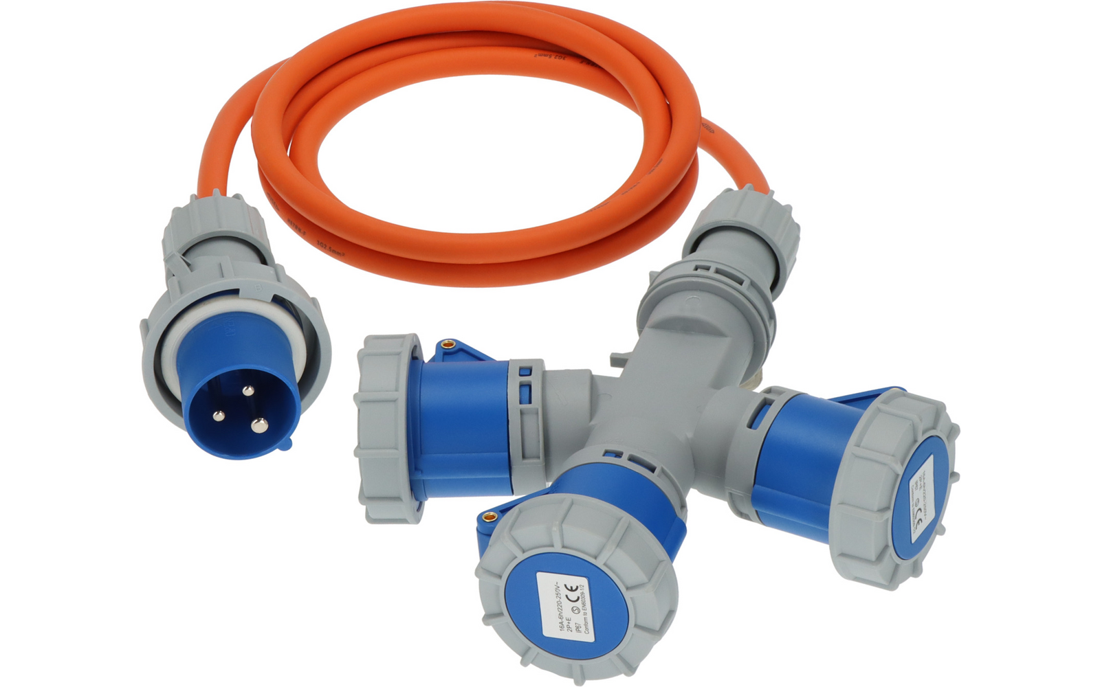 Product afbeelding CEE Verl&auml;ngerungskabel 3-fach Verteiler 230 V 16 A IP67 f&uuml;r 3 Ger&auml;te 1
