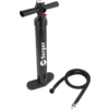 Black hand pump with T-handle, white 'Berger' lettering, red lever, footplate and separate black hose