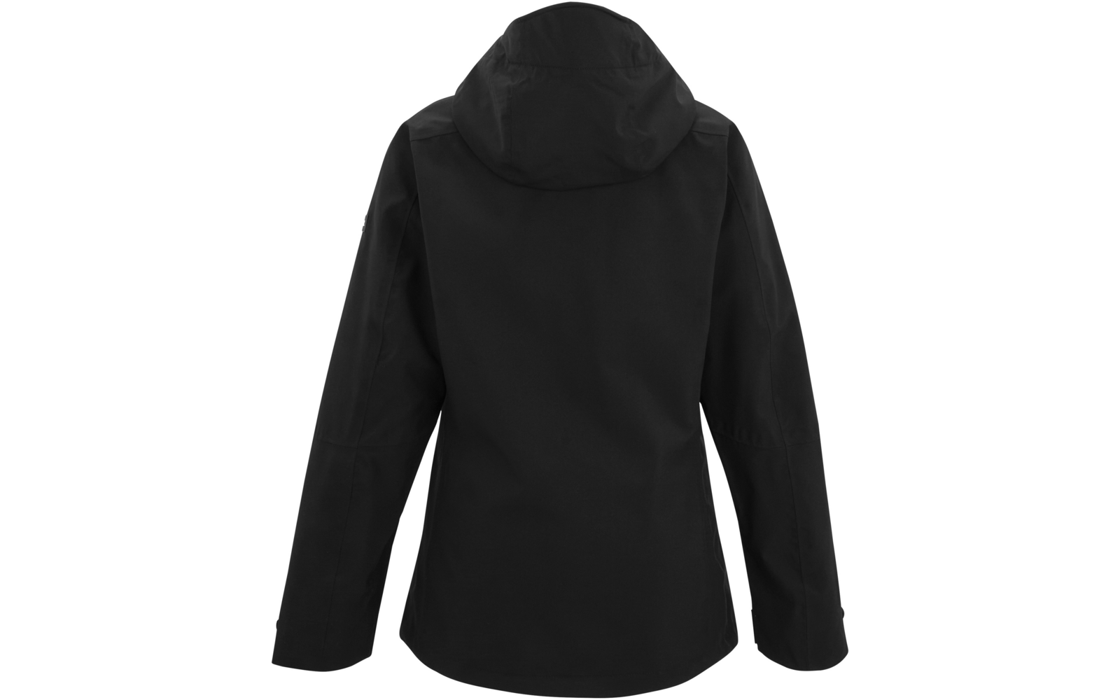 Schwarze Jacke mit Kapuze von hinten gezeigt