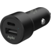 Schwarzer USB-Autoladeadapter mit zwei Anschlüssen
