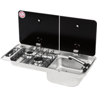 CAN Combinaci&oacute;n de cocina de gas y fregadero de 2 fuegos con fregadero a la derecha 716 x 340 x 150 mm