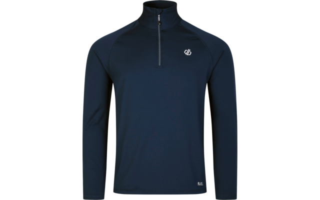 Donkerblauw shirt met lange mouwen en rits bij de kraag