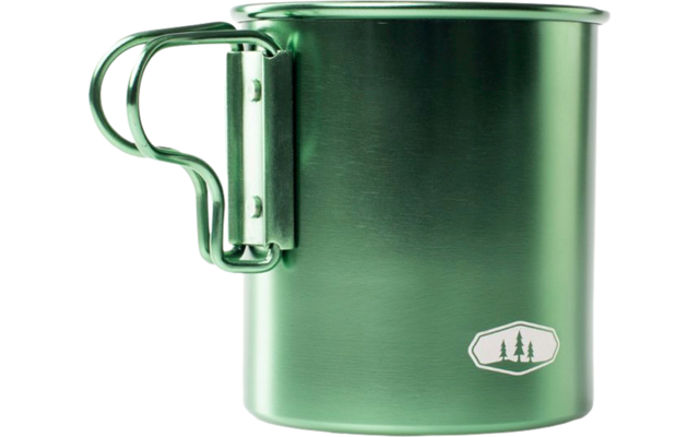 GSI Bugaboo aluminum cup with folding handles and measuring scale 415 ml green