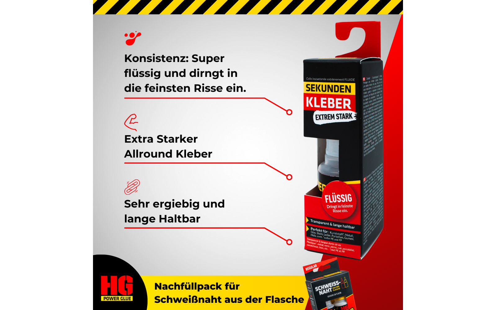 Product afbeelding HG Power Glue superlijm set 2-delig dik en vloeibaar 20 g per stuk 1