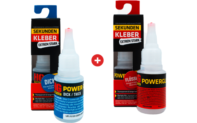 Immagine del prodotto HG Power Glue set di supercolla 2 pezzi spessi e liquidi da 20 g ciascuno 1