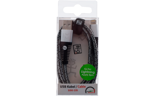 2Go USB Datenkabel Apple 8 pin 1 Meter silber