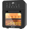 Zwarte tafeloven met glazen deur en touch-display bovenaan met "200", twee rekken: bovenste bakplaat met goudbruine ronde bolletjes, onderste bakplaat met kleine taartjes, Berger-logo op de voorkant