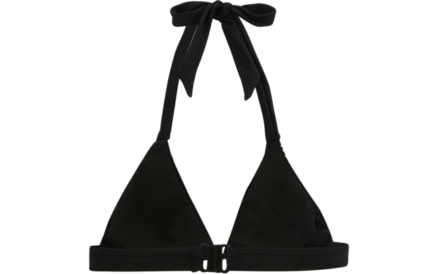 Schwarzes Bikinioberteil mit dreieckigen Cups, Nackenschleife und Frontverschluss
