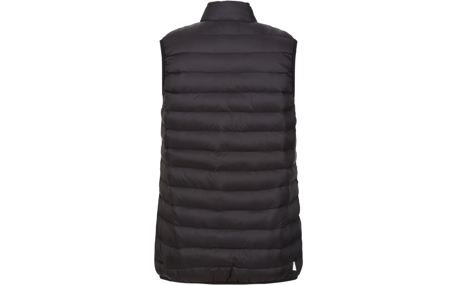 Schwarze gesteppte ärmellose Jacke von hinten