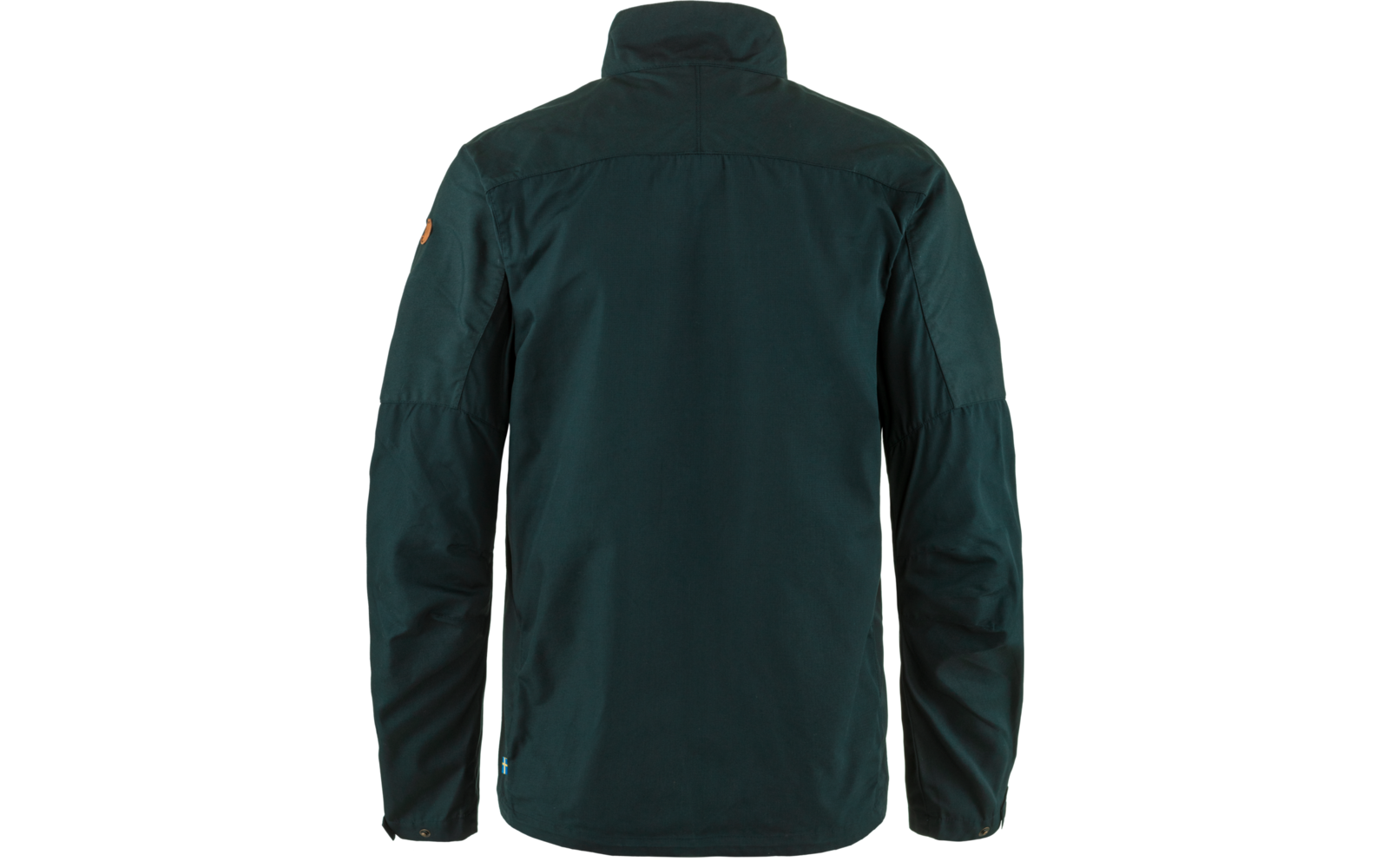 Chaqueta verde vista por detrás, con cuello alto y mangas largas