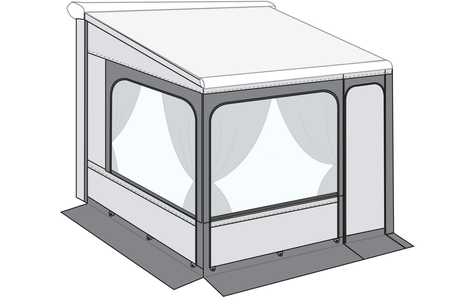 Weiße Pavillon-Gartenlaube mit vier Seitenwänden und Dach