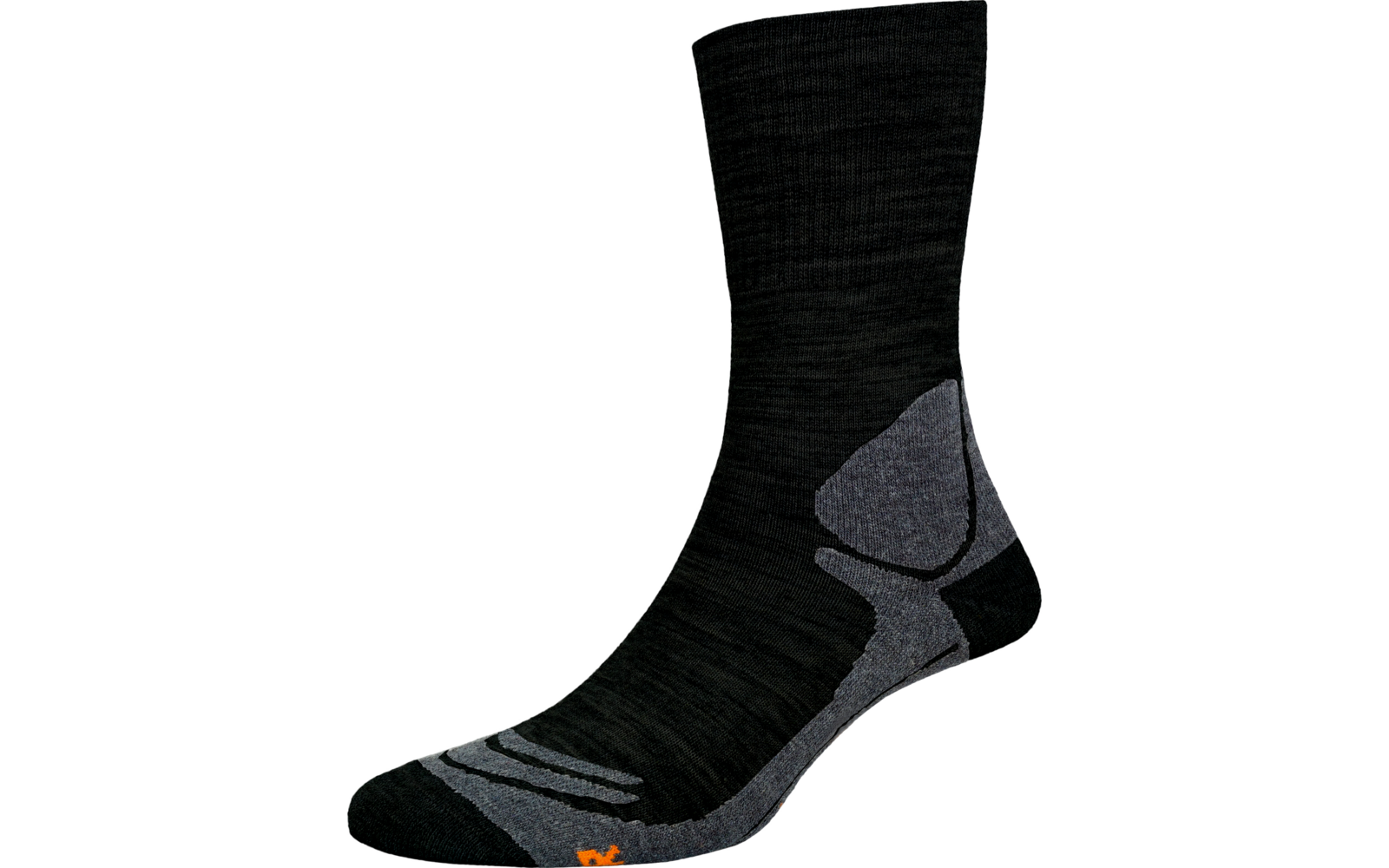 Schwarze Socke mit grauen Verstärkungen