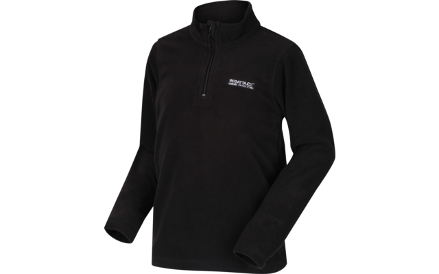 Zwarte fleece trui met lange mouwen en hoge kraag