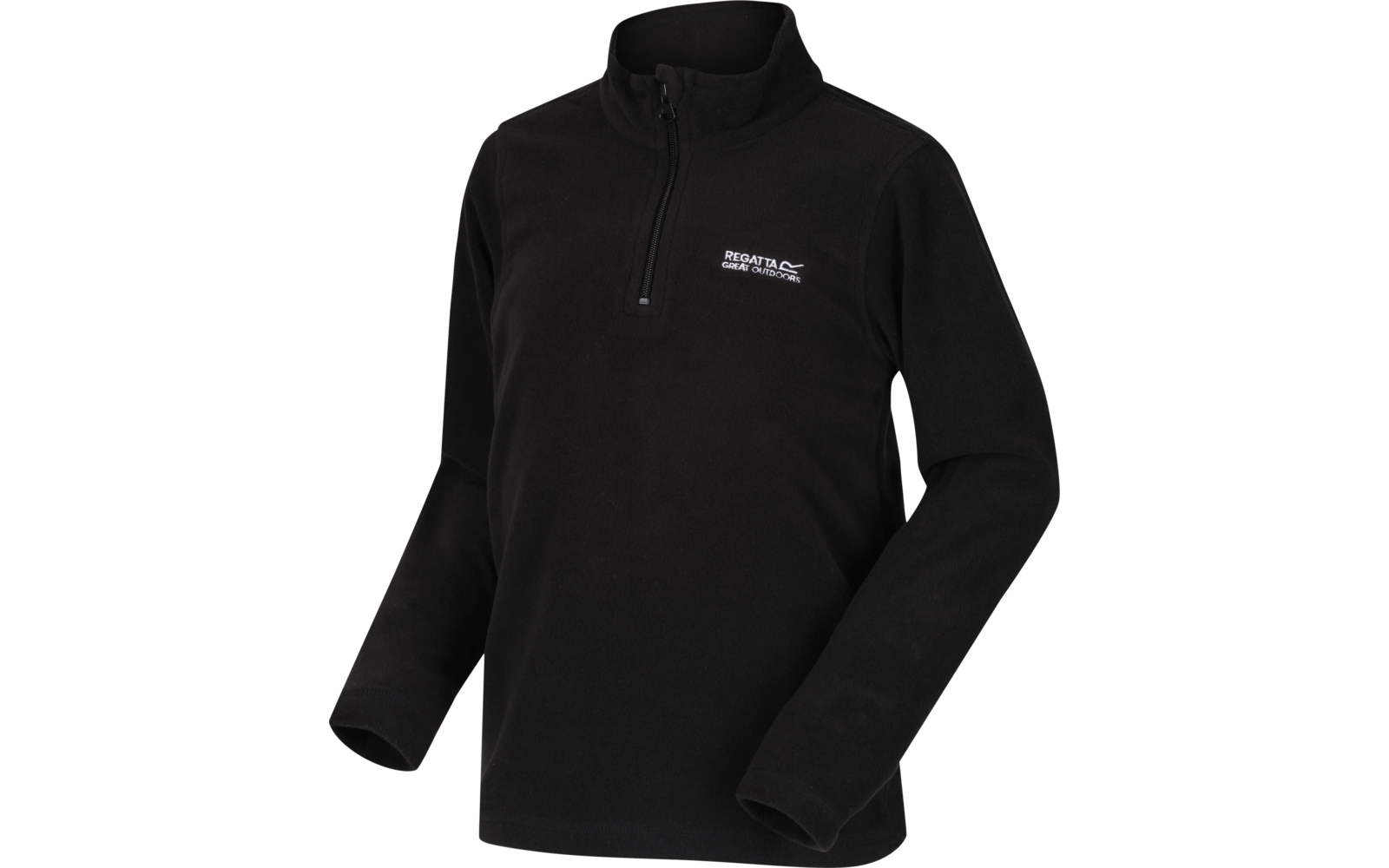 Zwarte fleece trui met lange mouwen en hoge kraag