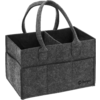 Graue Filztasche mit zwei Henkeln, rechteckig, drei sichtbare Innenfächer, mehrere Außentaschen, Logo "Berger" vorne