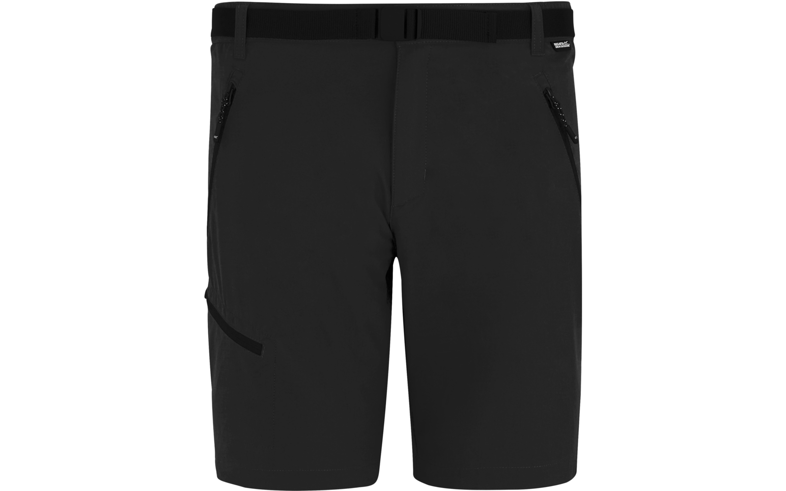 Schwarze Shorts mit Gürtel und zwei Reißverschlusstaschen