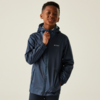 Junge trägt eine blaue Jacke und schaut zur Seite