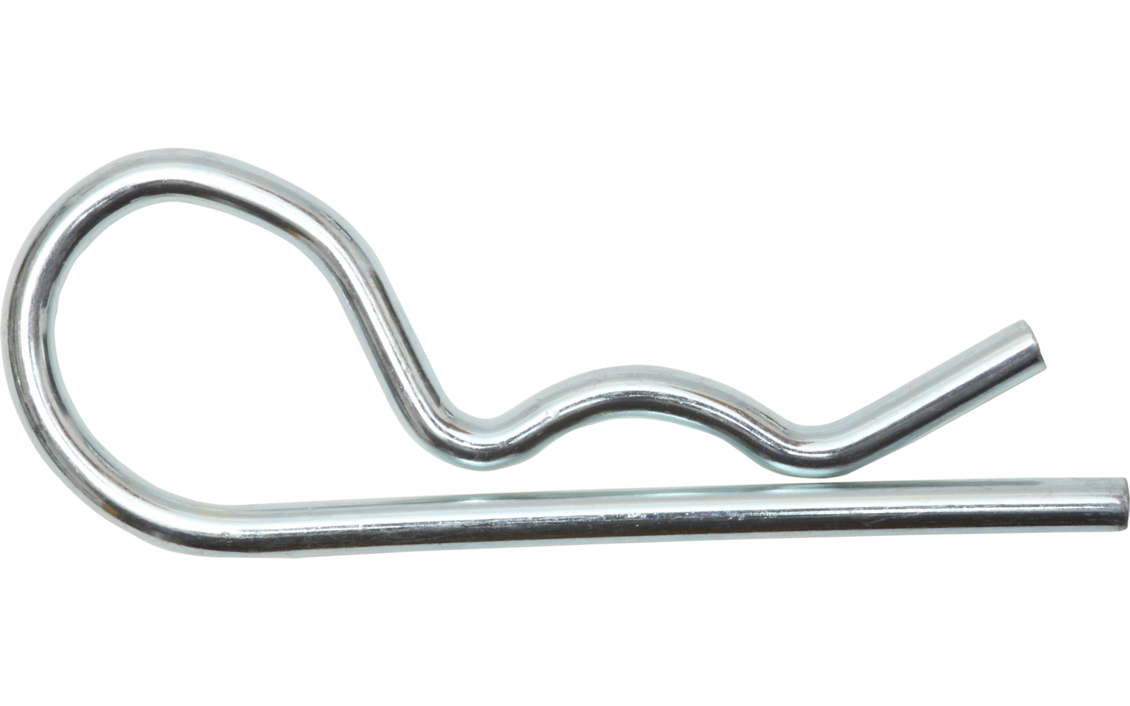 Metallischer Splint mit gebogenem Ende auf weißem Hintergrund