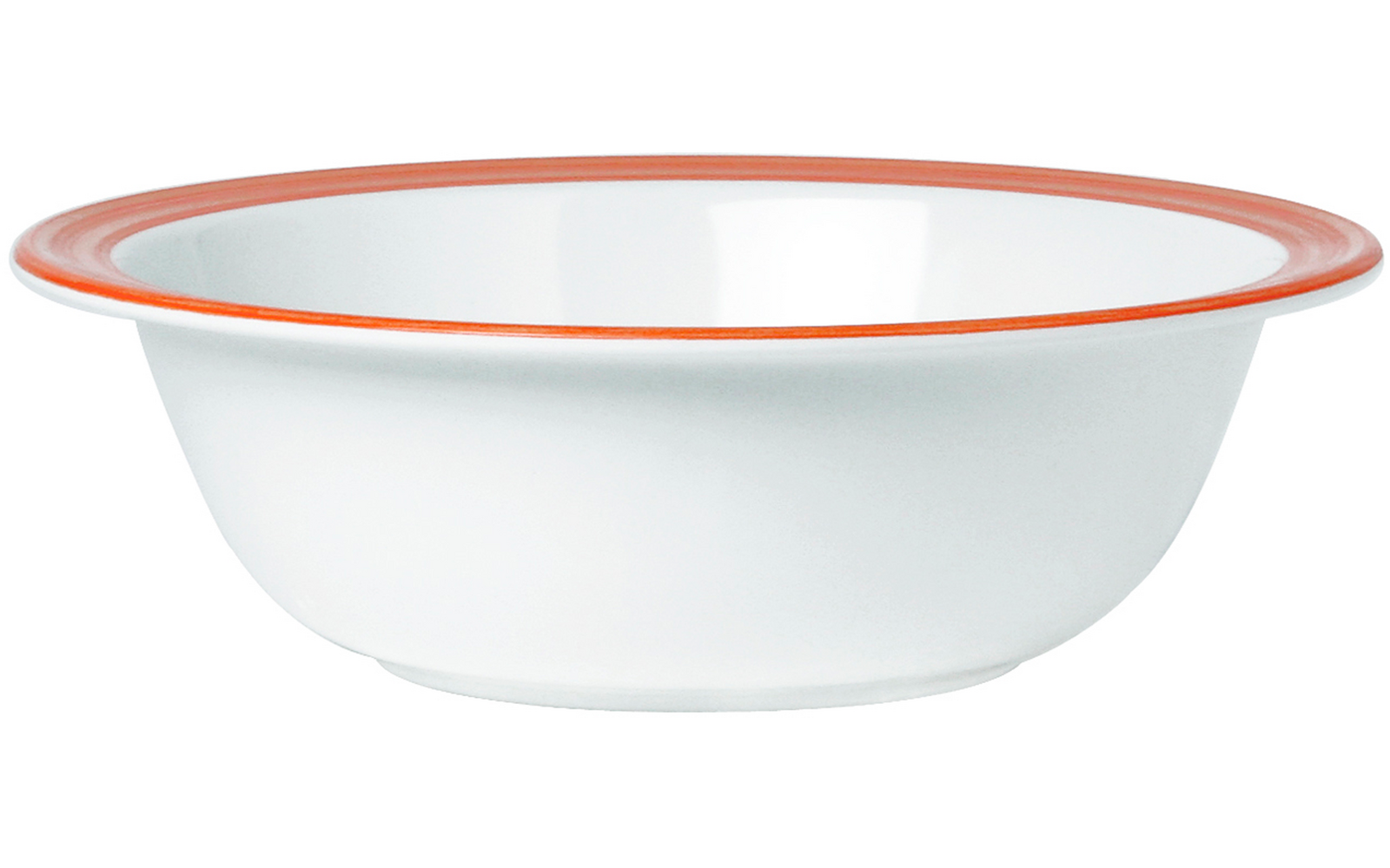 Weißer Emaille-Teller mit rotem Rand