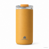 Mug isotherme Groenenberg en acier inoxydable recycl&eacute;, &eacute;tanche, couleur moutarde, 440 ml
