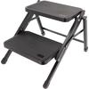 Tabouret noir à deux marches avec structure métallique