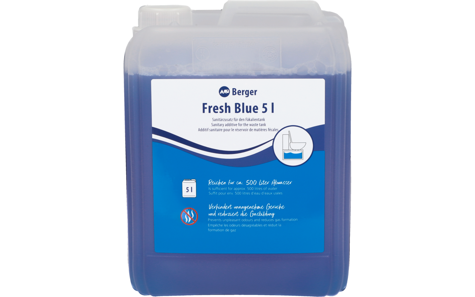 White and blue packaging of a COVID-19 vaccine with a syringe