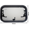 Ventana rectangular con marco negro y tres soportes