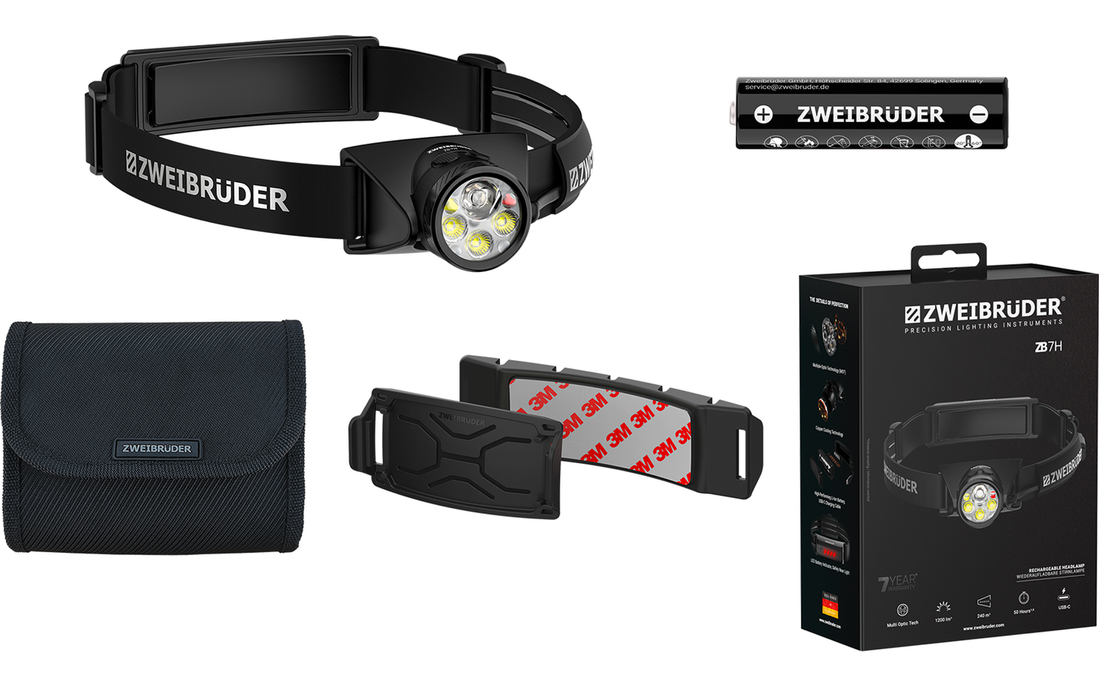 Produktbild Zweibr&uuml;der ZB7H  Stirnlampe mit Fokusfunktion 1200 lm 1