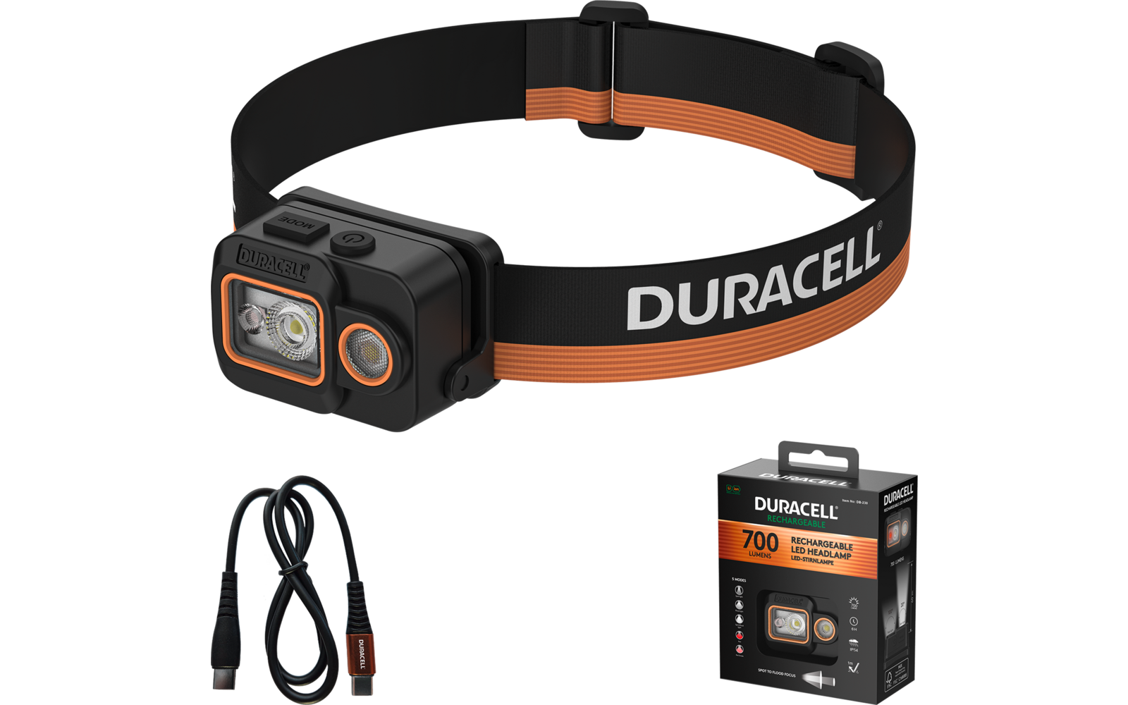 Produktbild Duracell DH Stirnlampe mit Rotlicht und Digital Focus  1