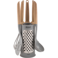 Outwell K&uuml;chenutensilien-Set Adana 6-teilig bestehend aus Pasta-L&ouml;ffel / Schneebesen / Spatel / Servierl&ouml;ffel / Sch&ouml;pfl&ouml;ffel / Reibe