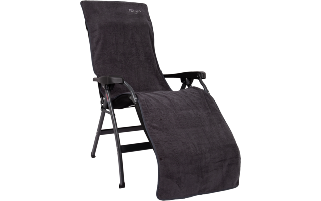 Schwarzer Liegestuhl mit gepolstertem Bezug und Armlehnen
