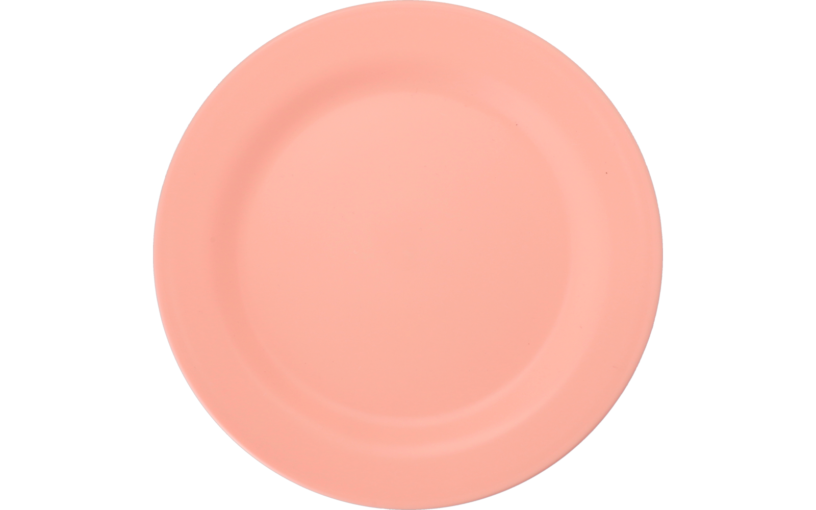 Runder rosa Teller auf weißem Hintergrund