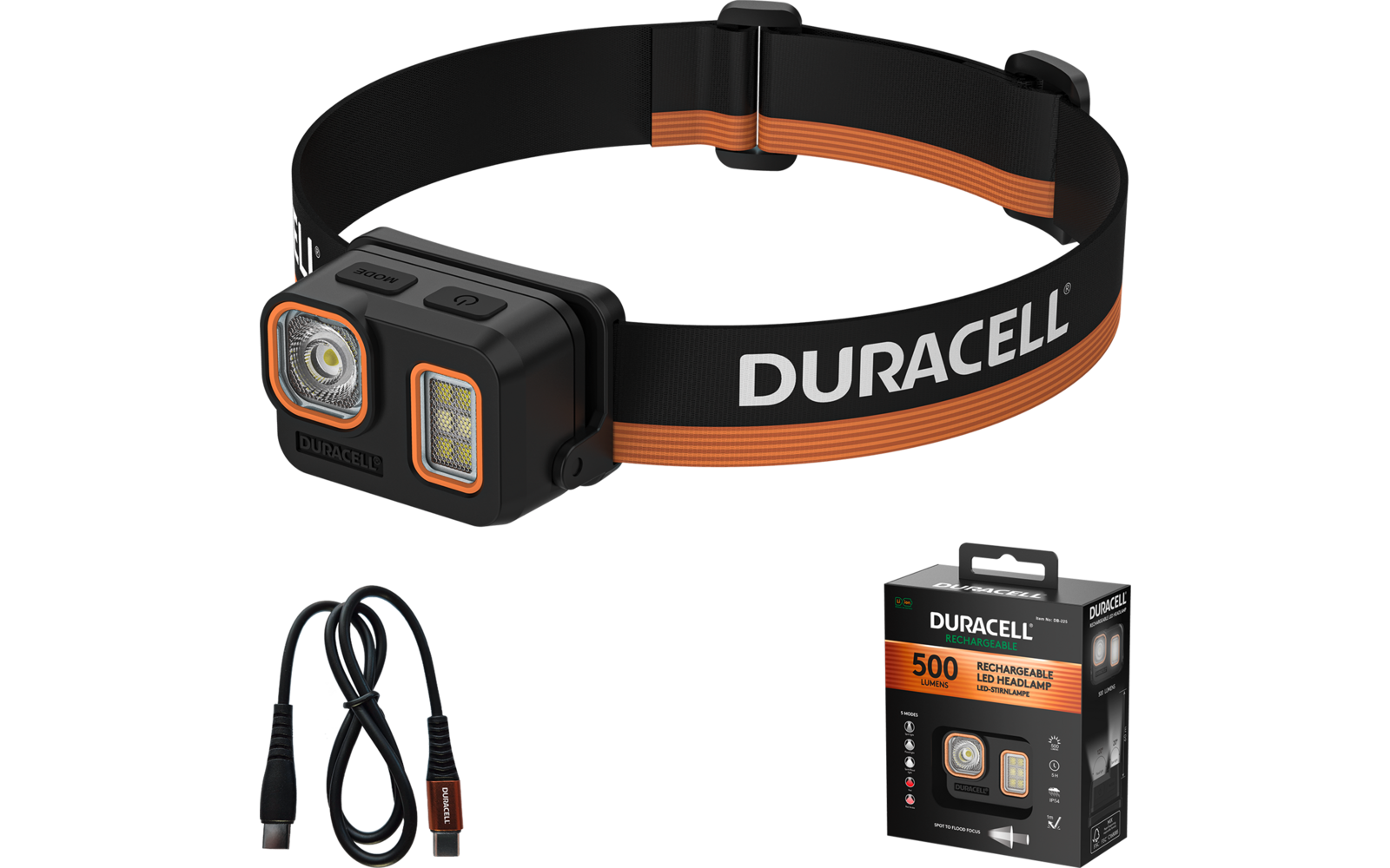 Produktbild Duracell DH Stirnlampe mit Rotlicht und Digital Focus  1