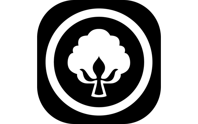 Icon of a tree inside a circle on a black background