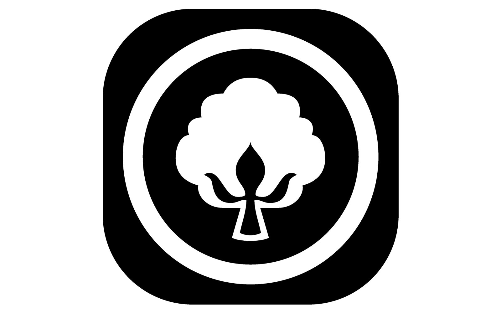 Icon of a tree inside a circle on a black background
