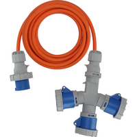 CEE Verl&auml;ngerungskabel 3-fach Verteiler 230 V 16 A IP67 f&uuml;r 3 Ger&auml;te  5 Meter