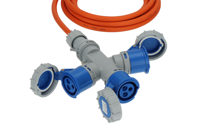 Product afbeelding CEE Verl&auml;ngerungskabel 3-fach Verteiler 230 V 16 A IP67 f&uuml;r 3 Ger&auml;te 1