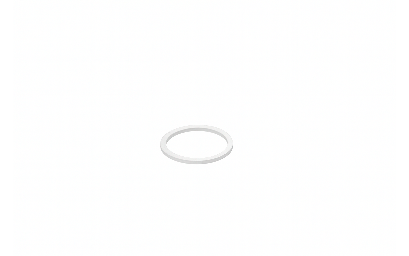 Dünner weißer Ring auf weißem Hintergrund mit leichter Schatten darunter
