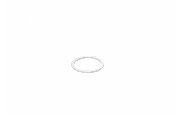 Dünner weißer Ring auf weißem Hintergrund mit leichter Schatten darunter