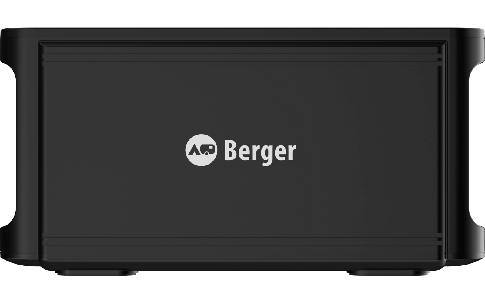 Black rectangular housing with a white circular logo and the word "Berger" centered on the front; rounded sides with side recesses and small feet at the bottom