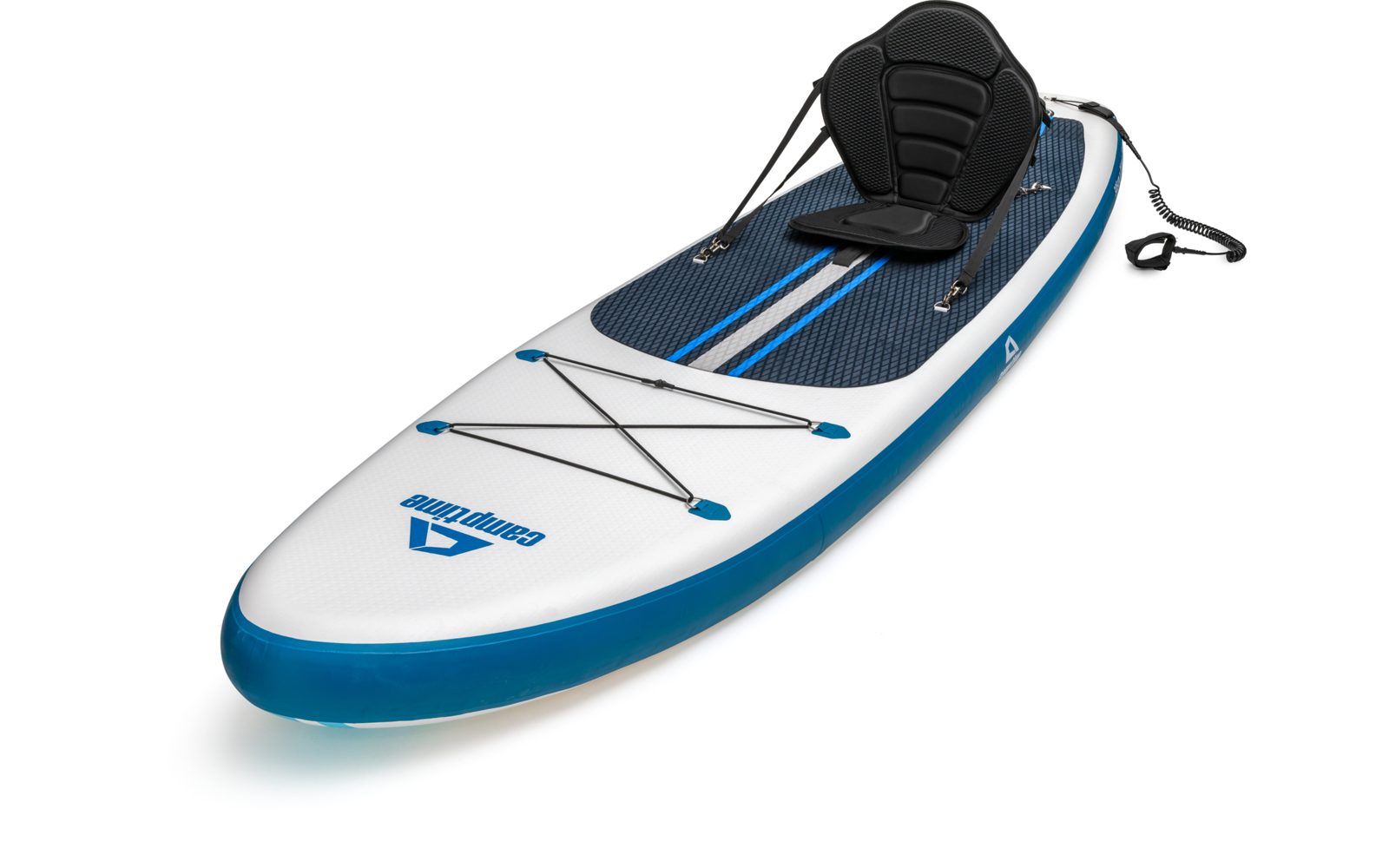Inflatable stand-up paddleboard with seat and paddle