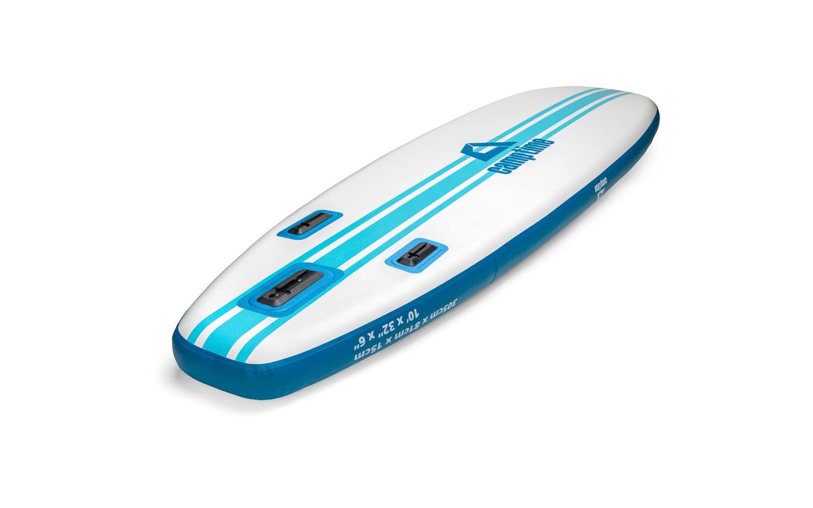 Blau-weißes Stand-up-Paddle-Board auf weißem Hintergrund