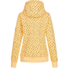 Gelber Pullover mit Kapuze und schwarzen Punkten