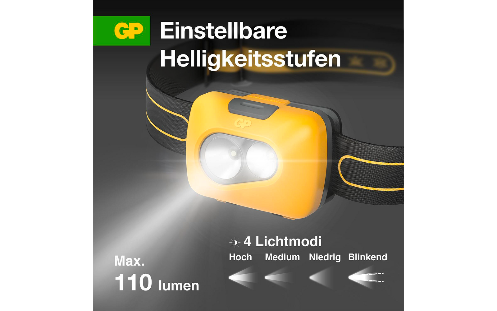 Produktbild GP Batteries CH42 Stirnlampe 110 Lumen spritzwassergesch&uuml;tzt 1