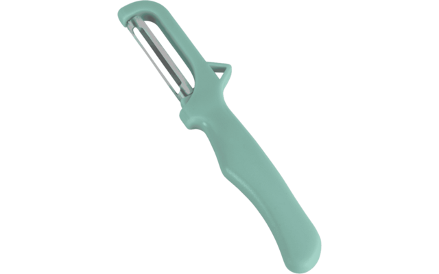 Green vegetable peeler with handle and metal blade