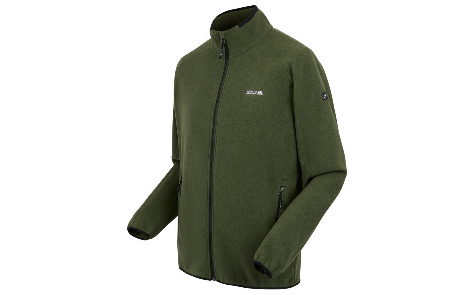 Grüne Softshell-Jacke mit Reißverschluss und Stehkragen