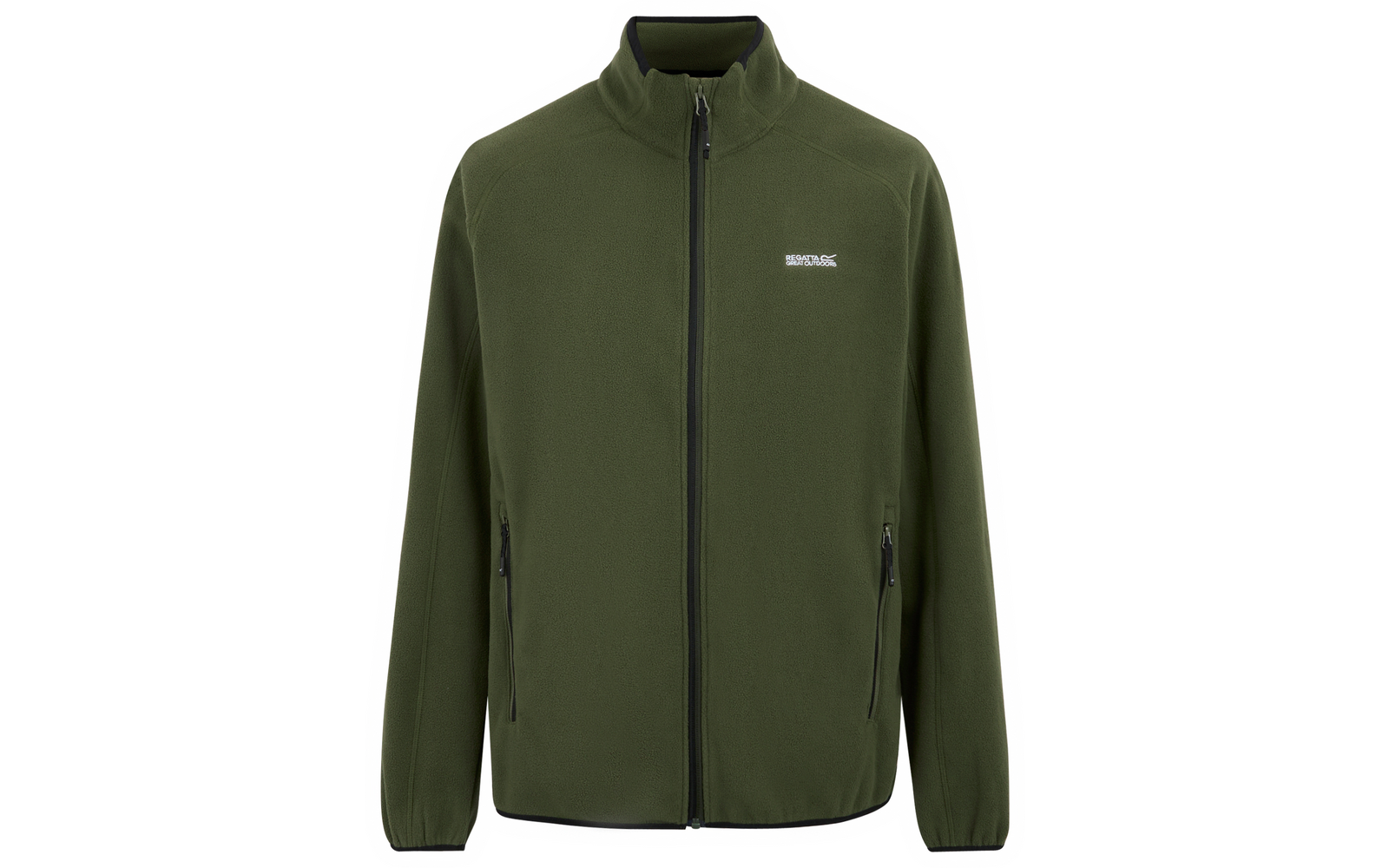 Grüne Fleecejacke mit Reißverschluss und zwei seitlichen Taschen