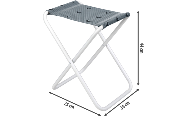 Klapphocker aus Metall mit Netzsitz und Maßen 34 x 23 x 41 cm